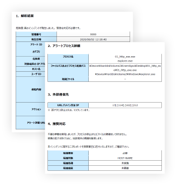MDRサービスレポートサンプル 一次レポート